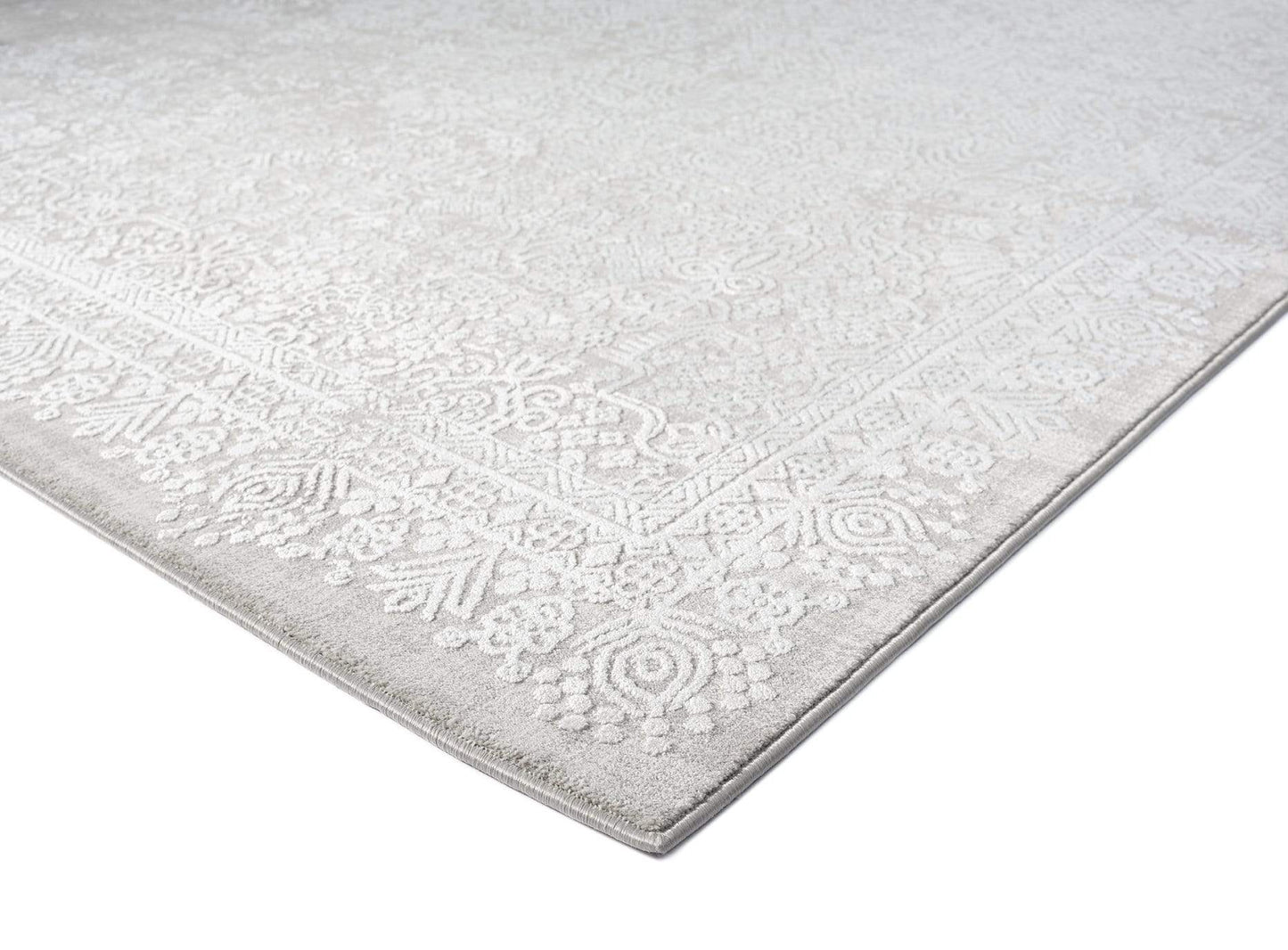 Cecilia Grey and Ivory Distressed Floral Rug