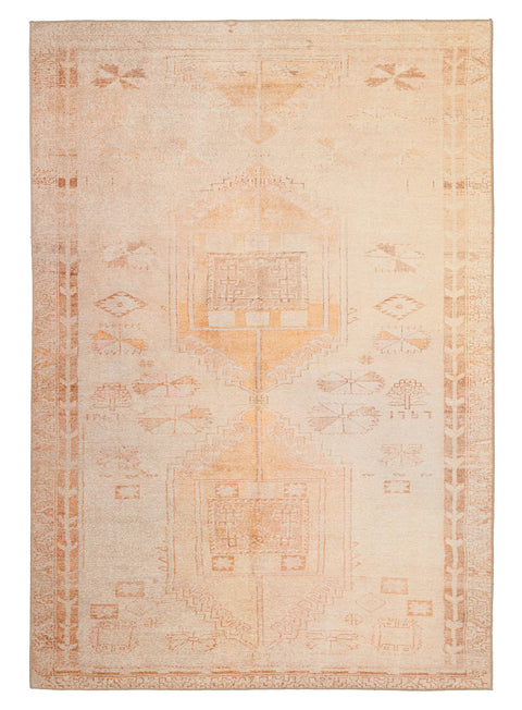 Charlize Cream and Peach Medallion Washable Rug