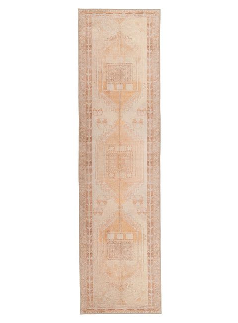 Charlize Cream and Peach Medallion Washable Runner Rug