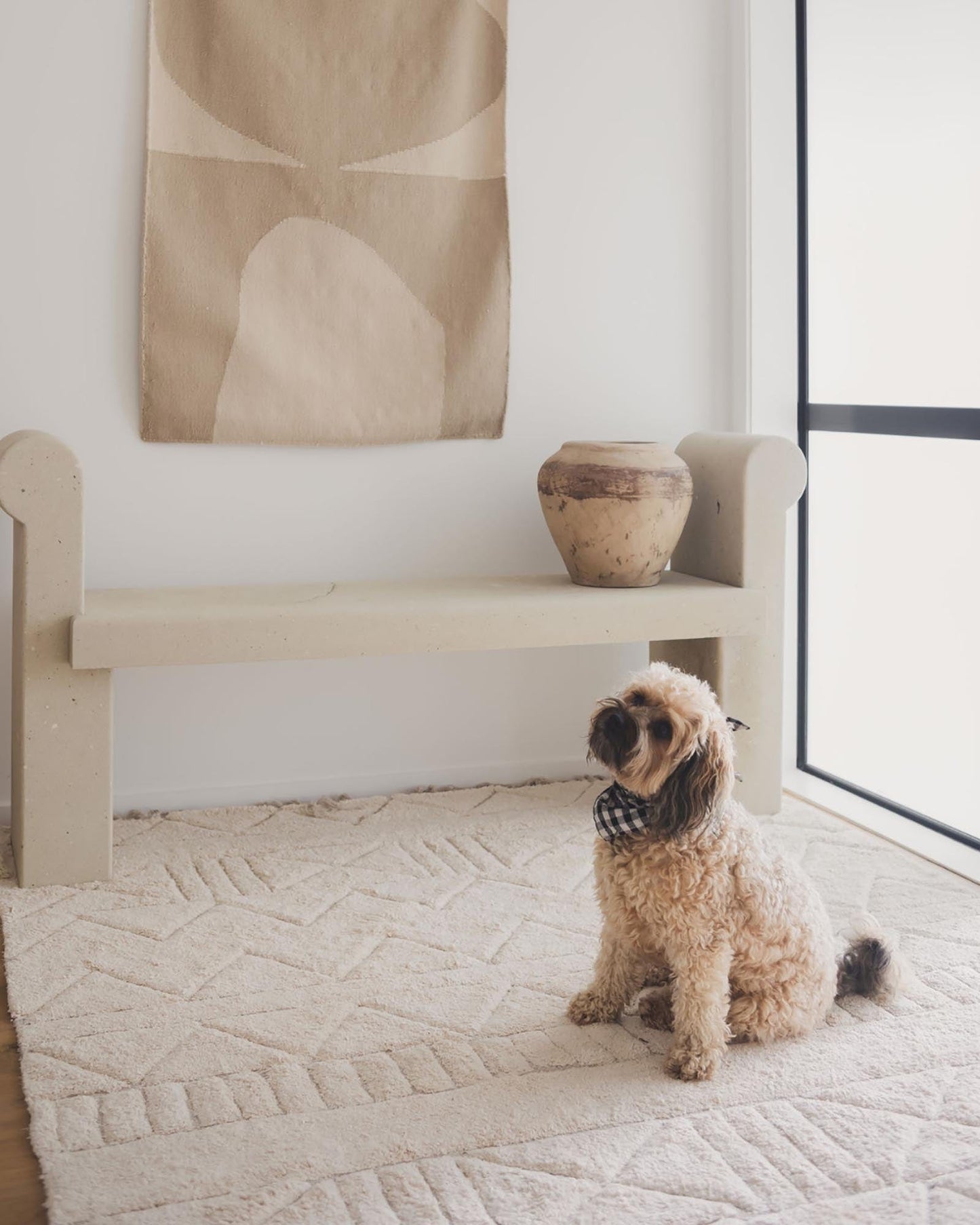 Coco Ivory Tribal Textured Washable Shag Rug