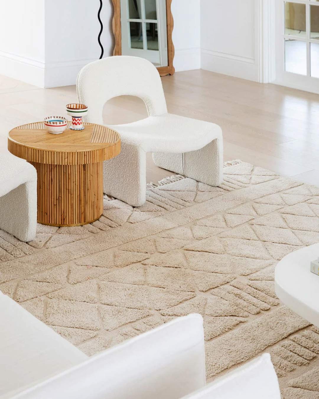 Coco Ivory Tribal Textured Washable Shag Rug