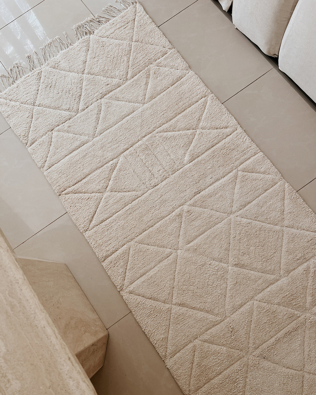 Coco Custom Rugs Coco Ivory Tribal Washable Runner Rug