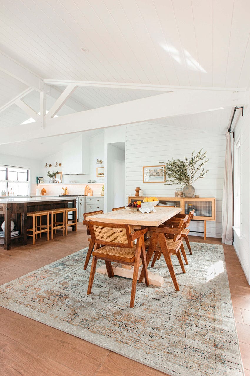 Constance Beige And Blue Distressed Floral Rug