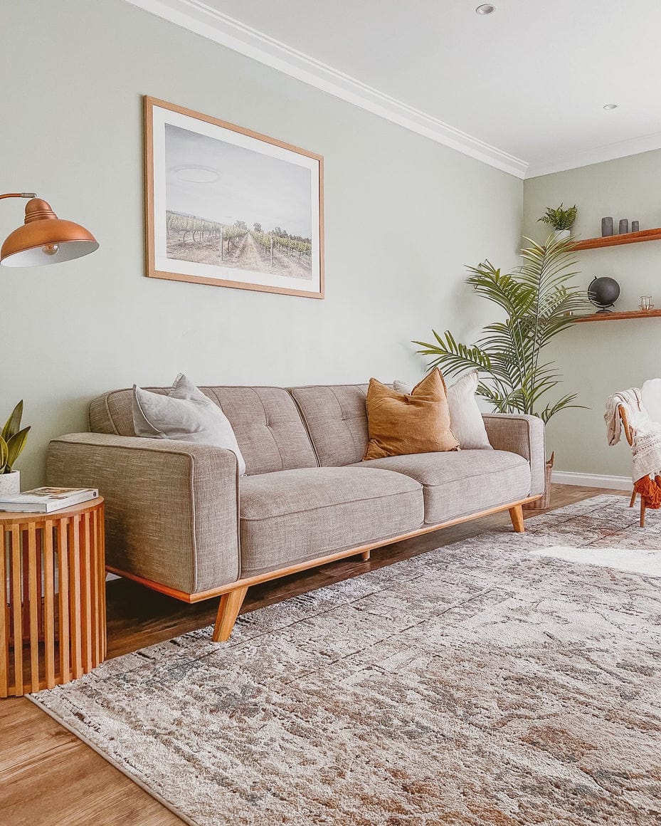Constance Beige And Blue Distressed Floral Rug