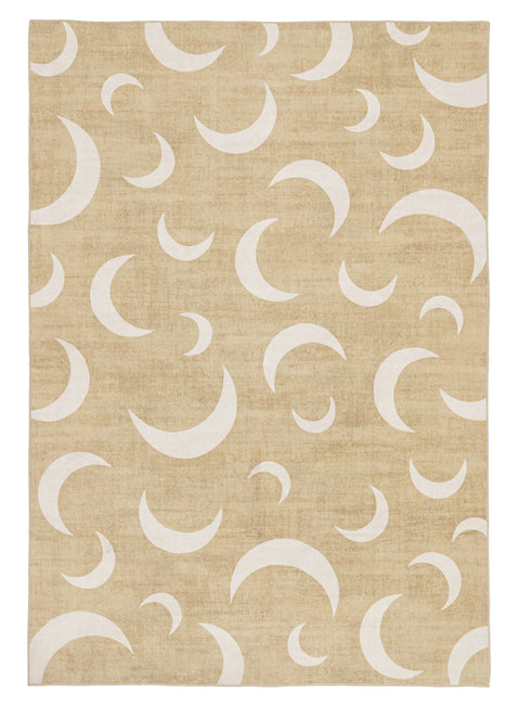 Copata Beige Cream Moon Washable Rug