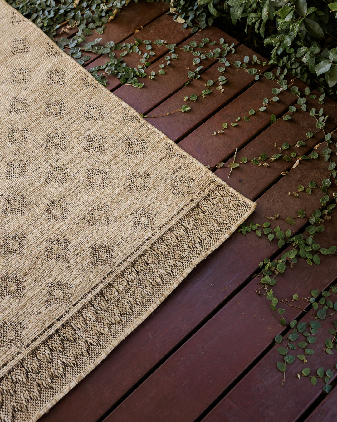Cove Sand Nude and Ash Medallion Indoor Outdoor Rug
