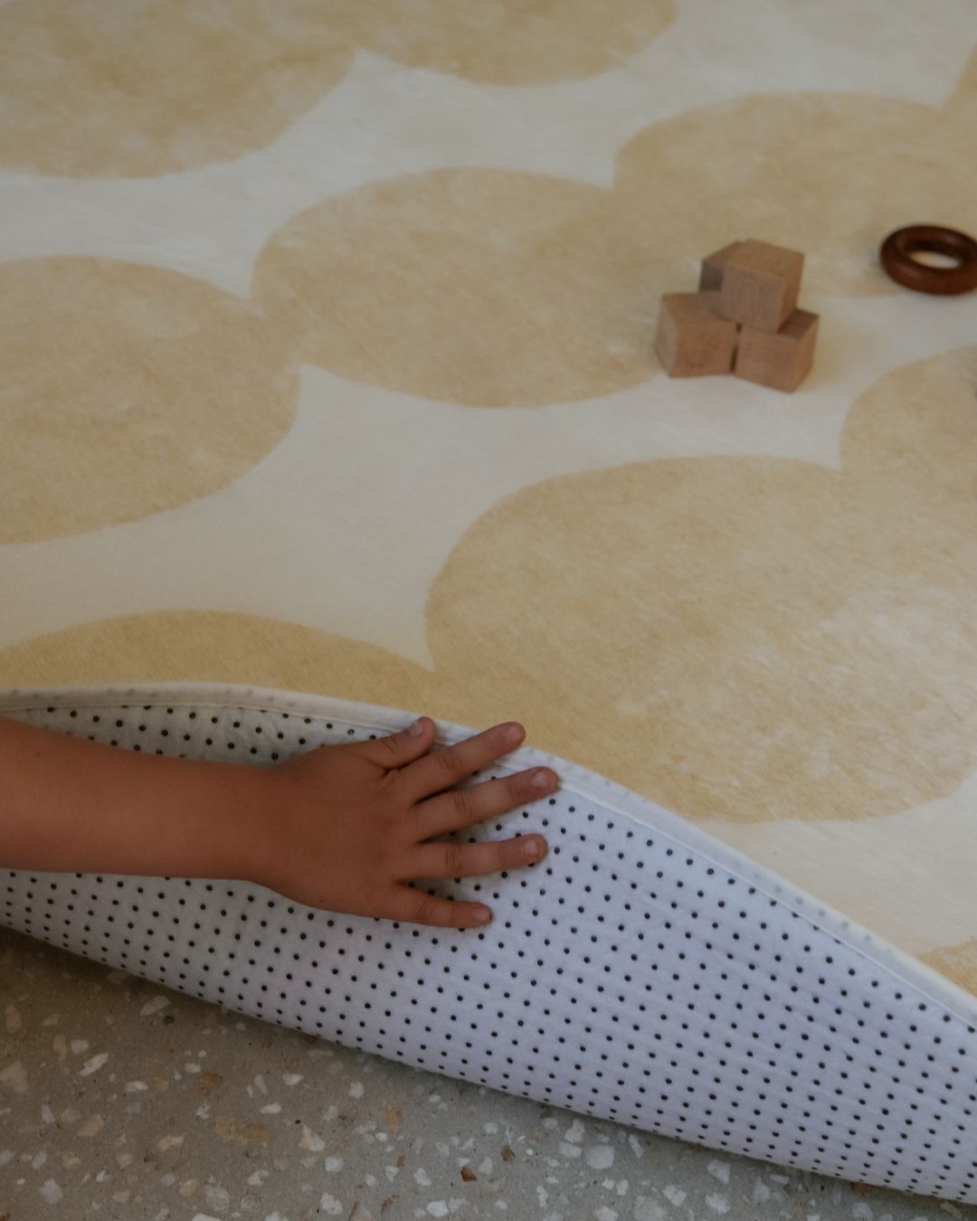 Cree Yellow and Beige Abstract Rollie Pollie Round Playmat