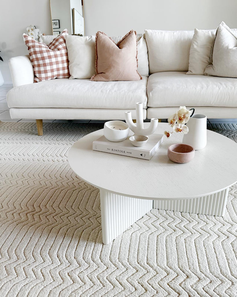 Cualli Ivory Cream Textured Rug