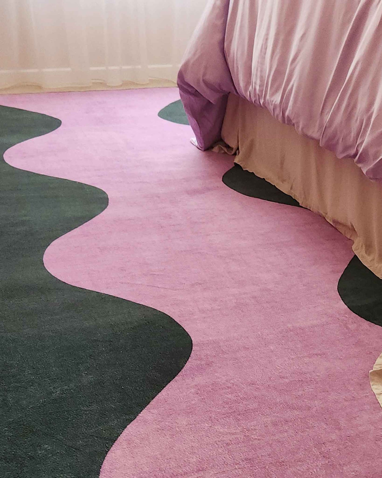 Cuenca Green and Purple Wave Washable Rug
