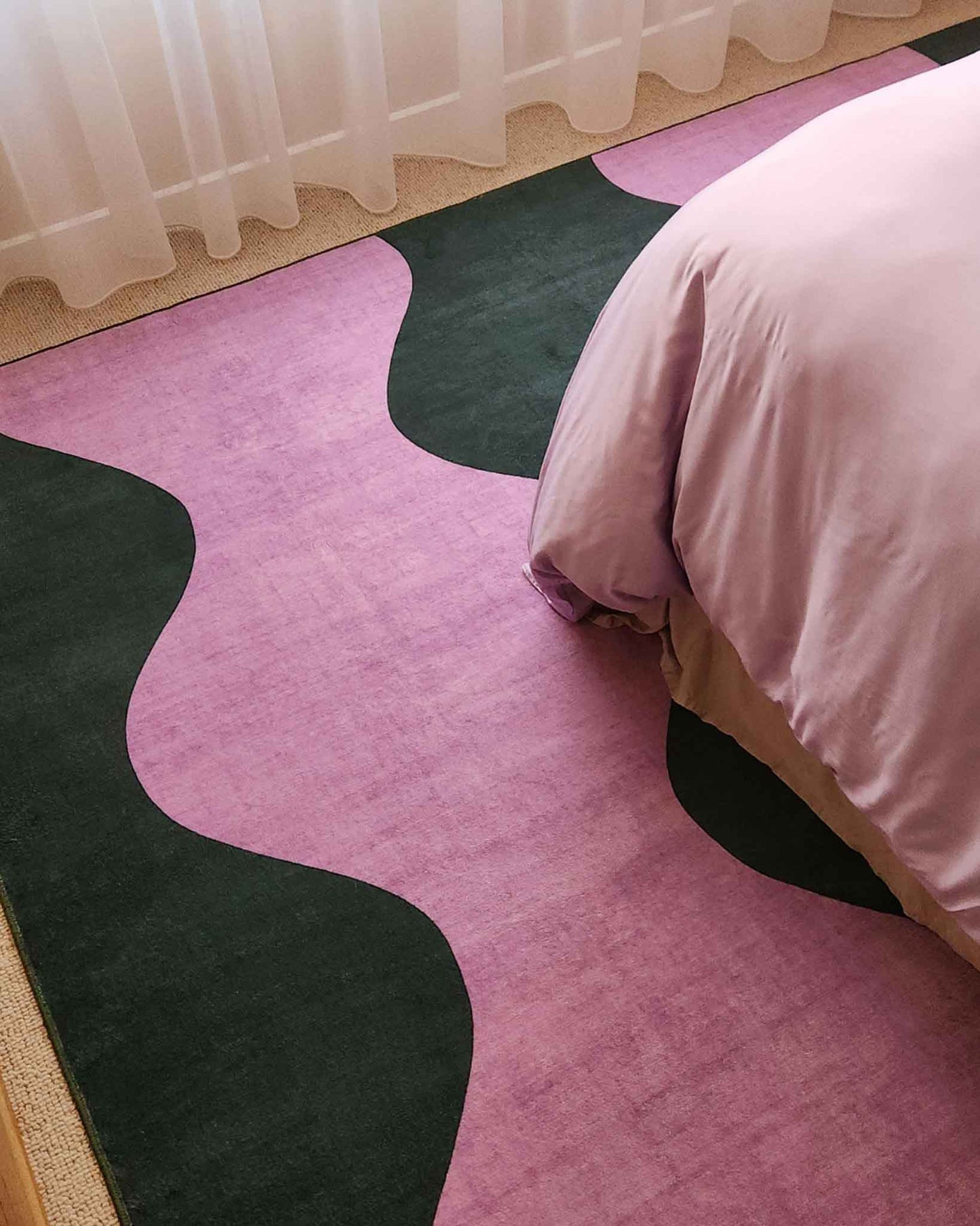 Cuenca Green and Purple Wave Washable Rug