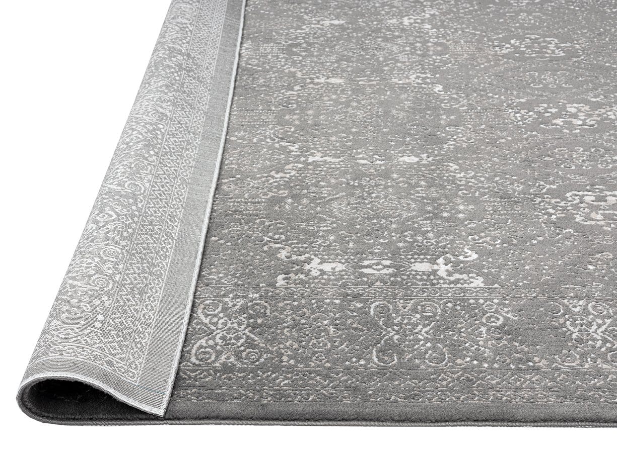 Dalma Charcoal Grey And Ivory Traditional Distressed Rug