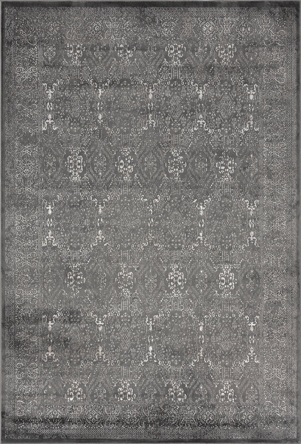 Dalma Charcoal Grey And Ivory Traditional Distressed Rug