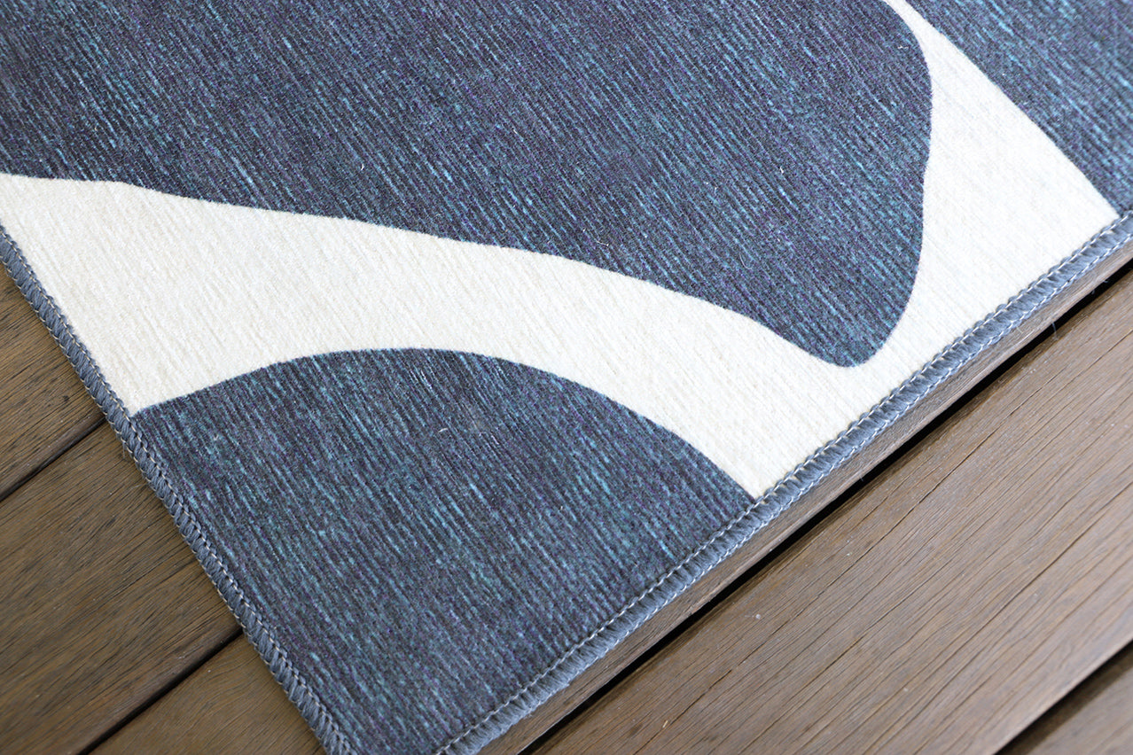 Damaris Blue Grey Cream Indoor Outdoor Washable Rug