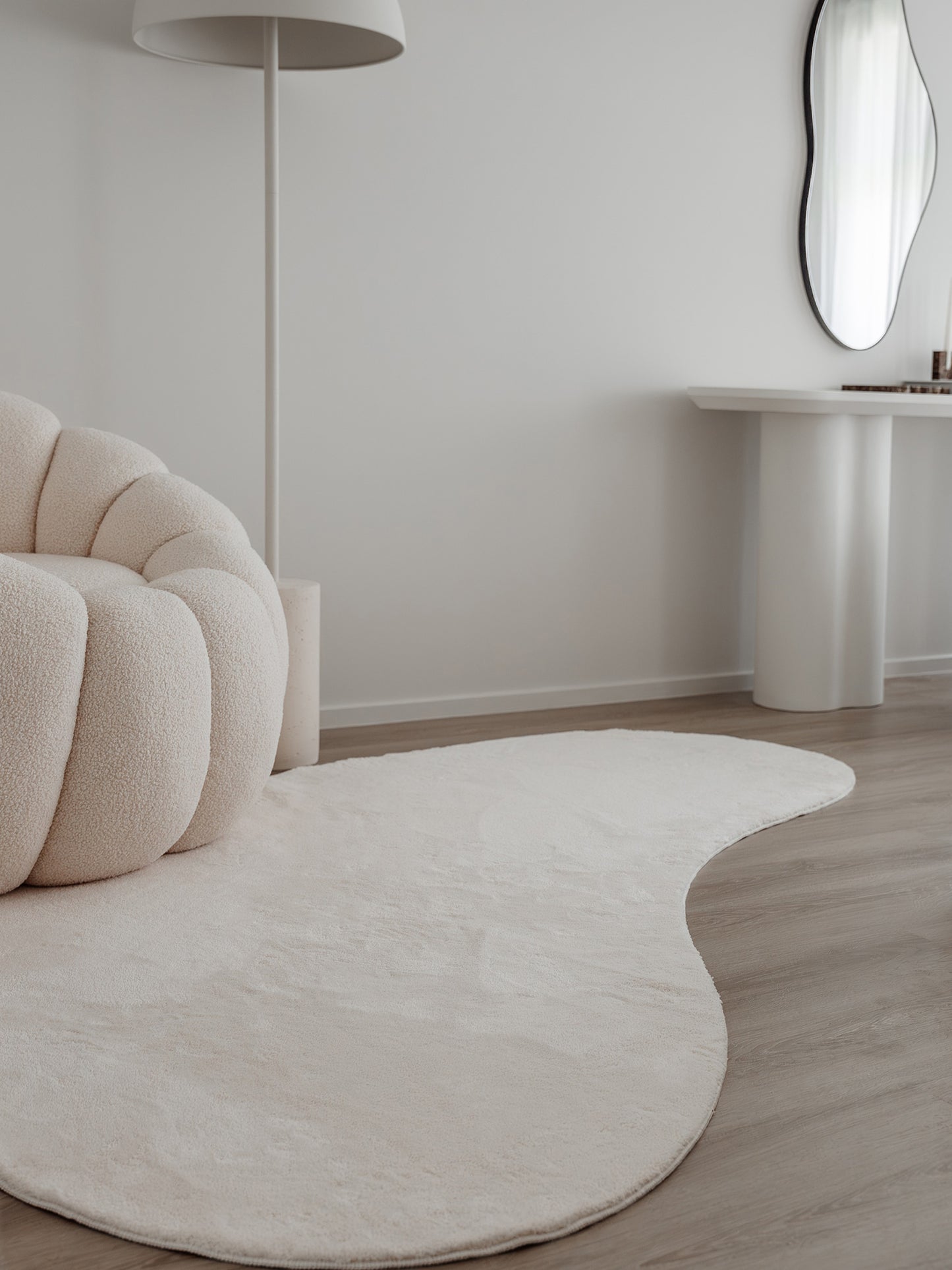 Demi Neutral Cream Irregular Shape Washable Rug