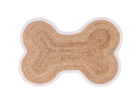 Dixie Dog Bone Natural and White Jute Mat *NO RETURNS UNLESS FAULTY