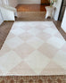 Doutzen Beige Cream Checkered Washable Rug