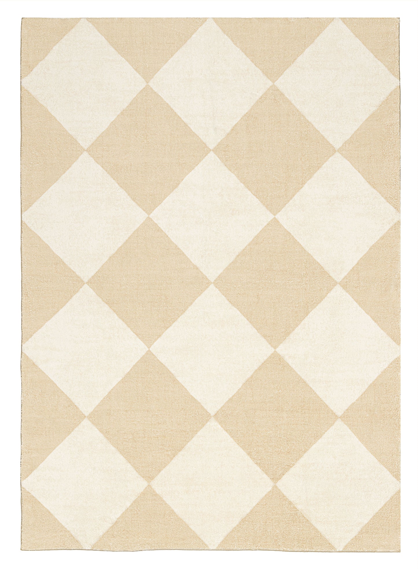 Doutzen Beige Cream Checkered Washable Rug