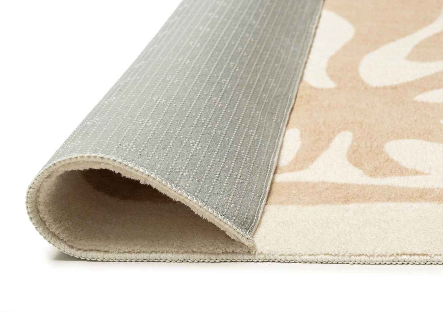 Edna Beige Cream Waves and Palms Washable Rug