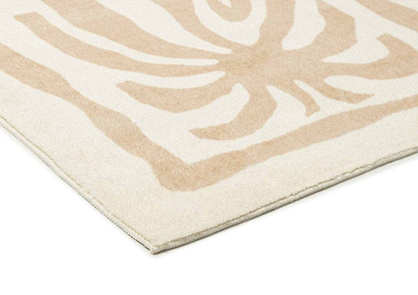 Edna Beige Cream Waves and Palms Washable Rug