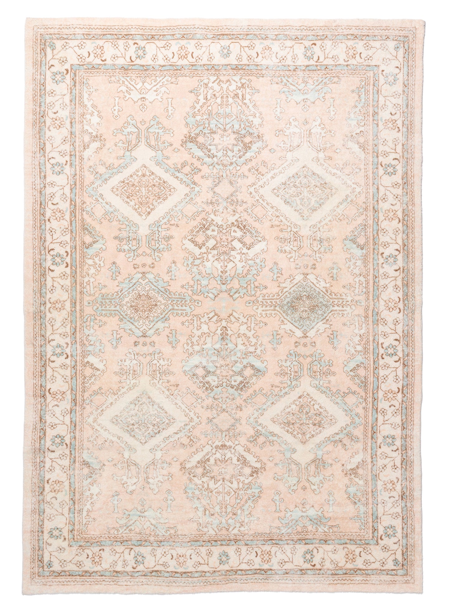Edwina Peach and Blue Distressed Washable Rug