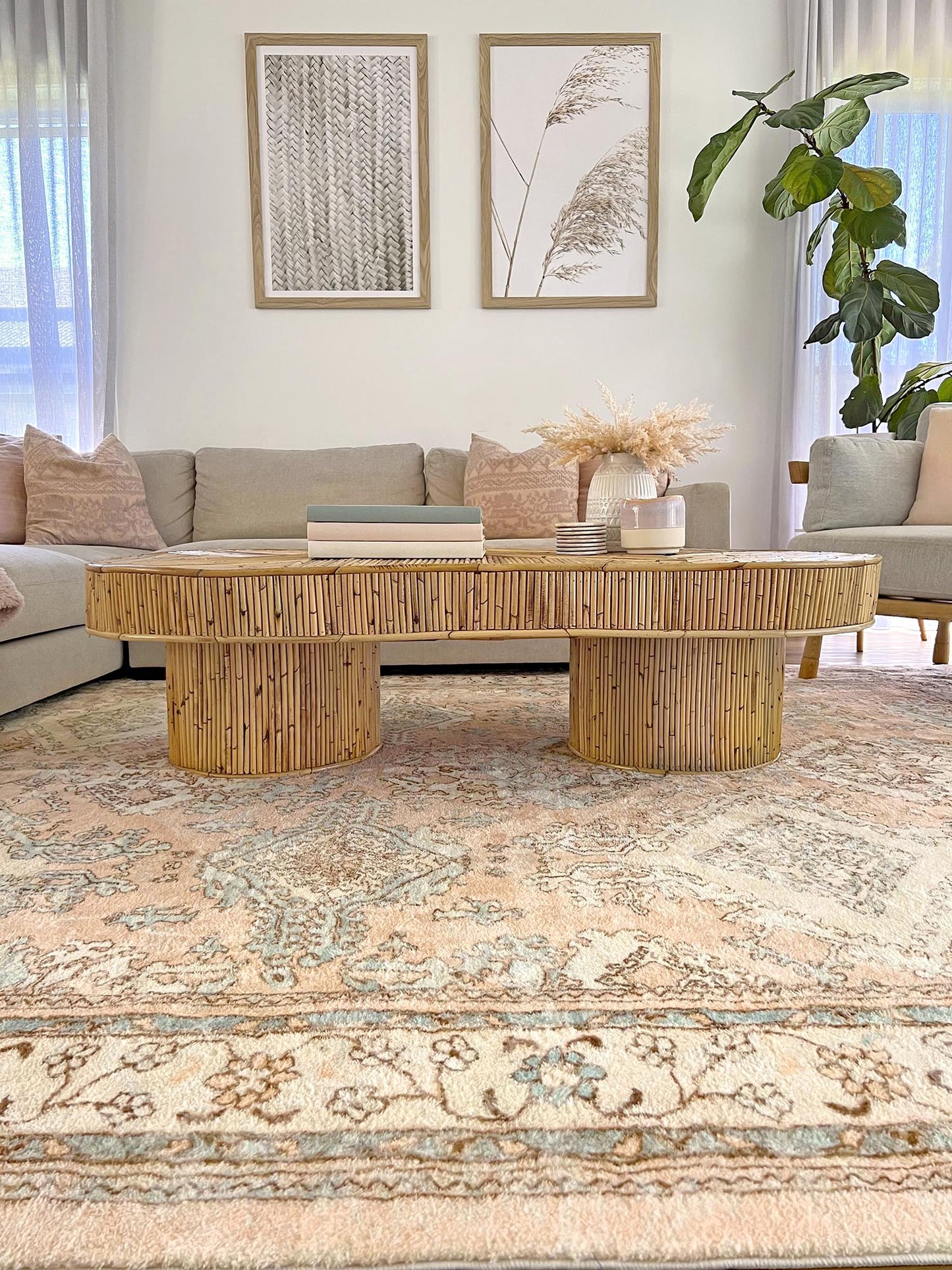 Edwina Peach and Blue Distressed Washable Rug