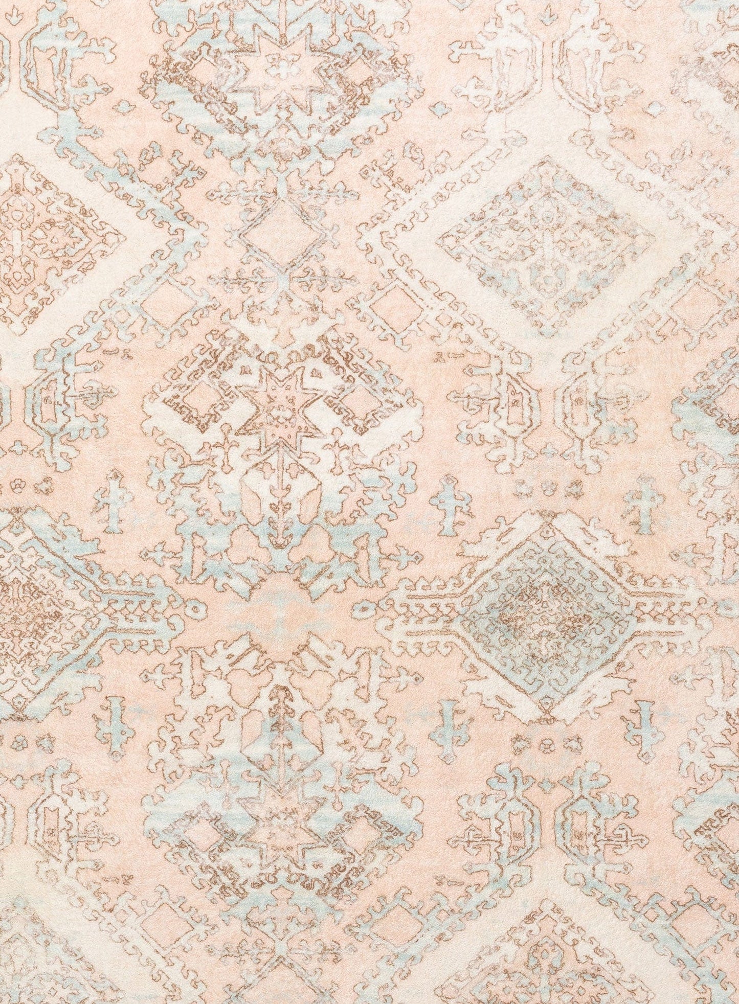 Edwina Peach and Blue Washable Round Rug