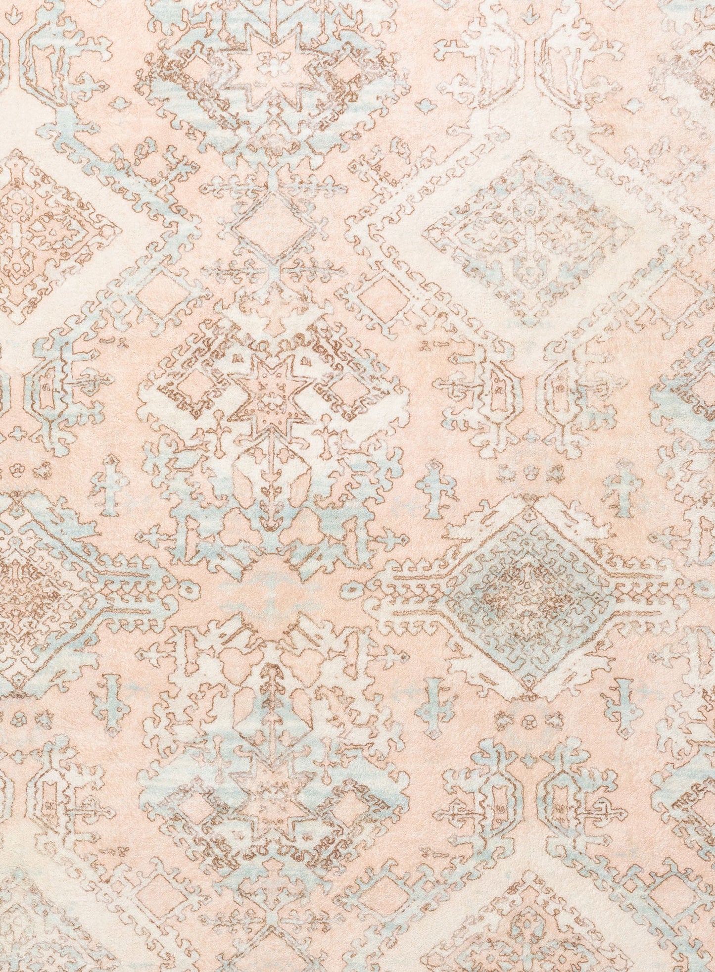 Edwina Peach and Blue Distressed Washable Rug