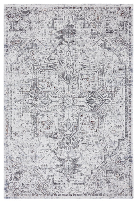 Elania Grey and Blue Traditional Distressed Medallion Rug *NO RETURNS UNLESS FAULTY