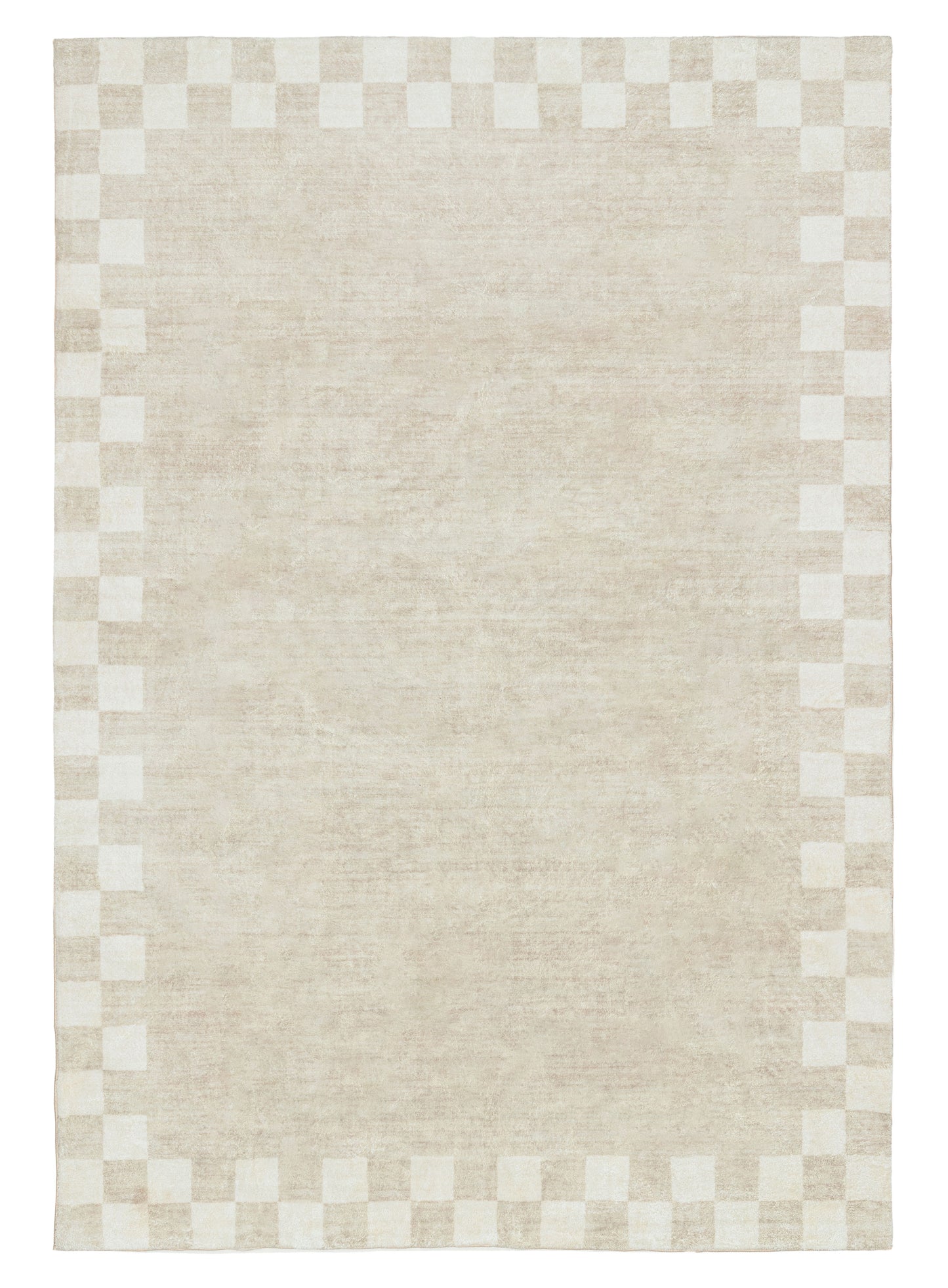 Eliora Grey Checkered Border Washable Rug