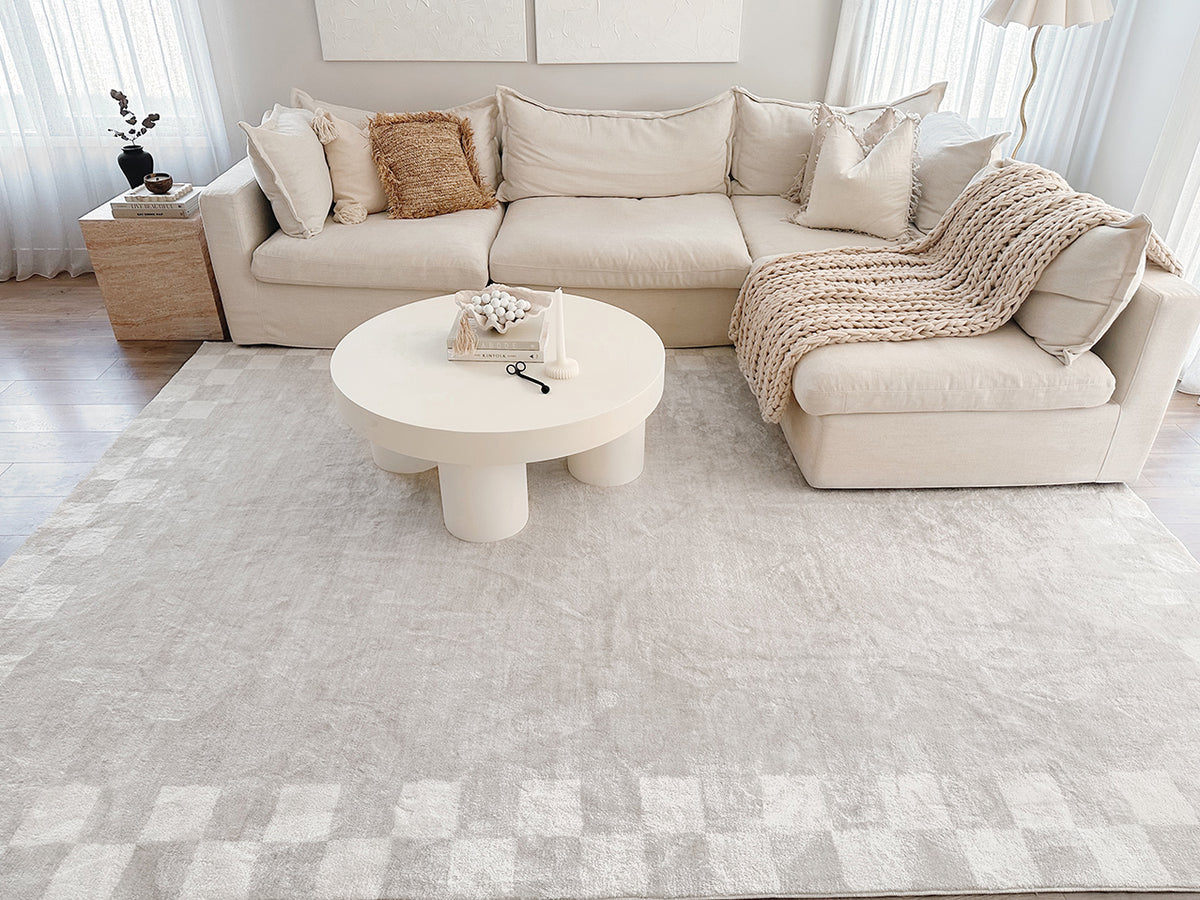 Grey Checked Rug Eliora Grey Checkered Border Washable Rug