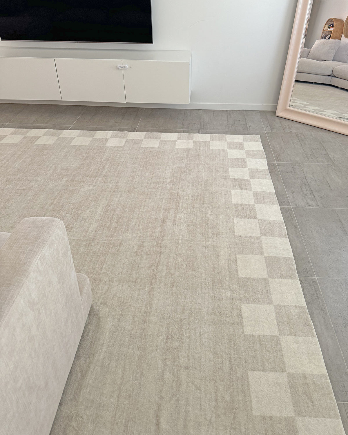Grey Checked Rug Eliora Grey Checkered Border Washable Rug