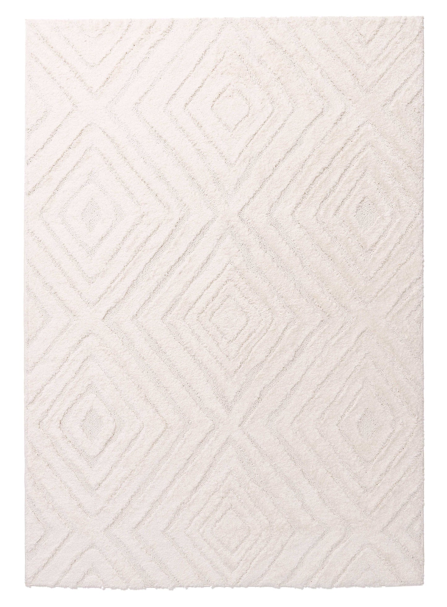 Elle Ivory Cream Diamond Tribal Textured Rug