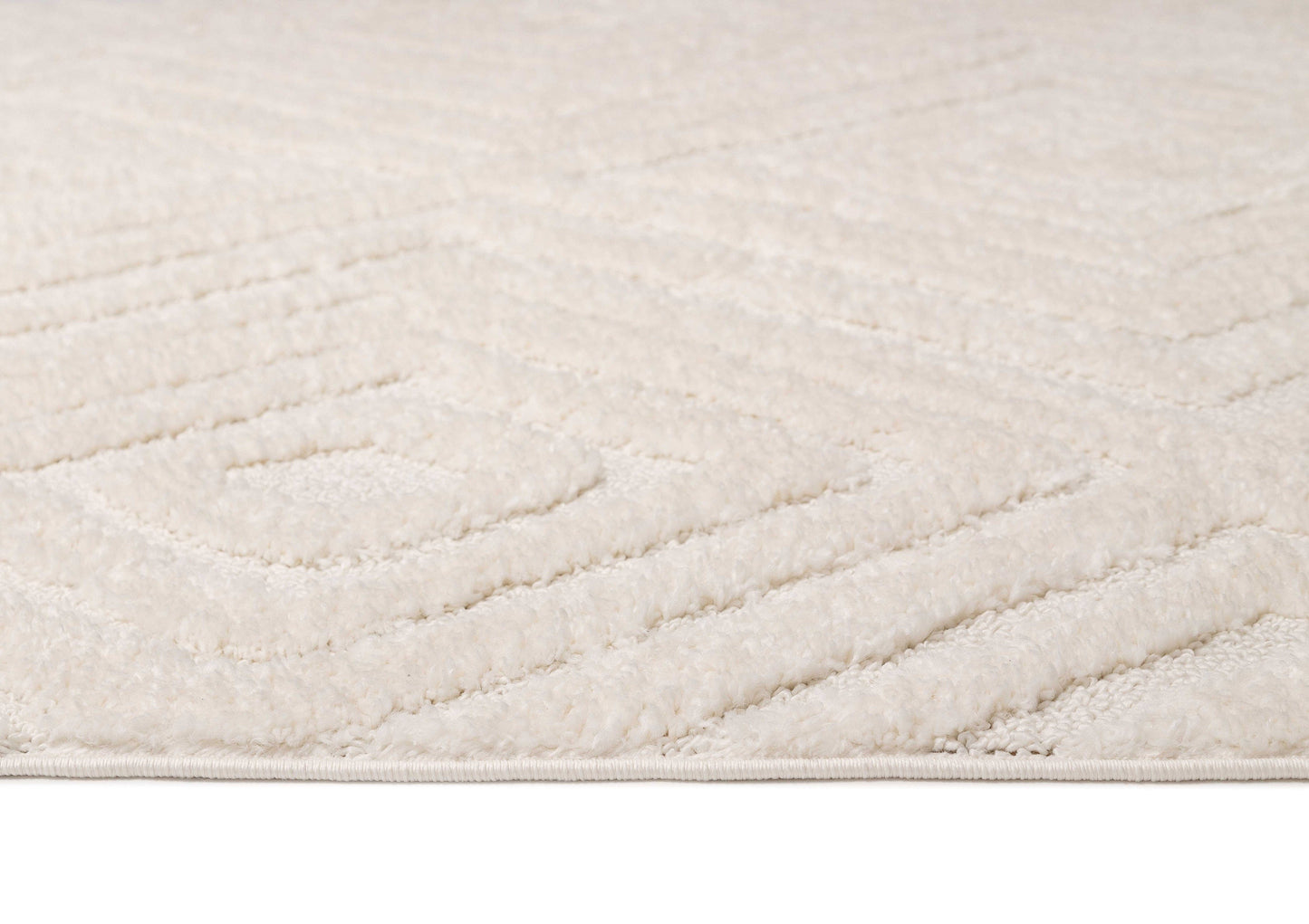 Elle Ivory Cream Diamond Tribal Textured Rug