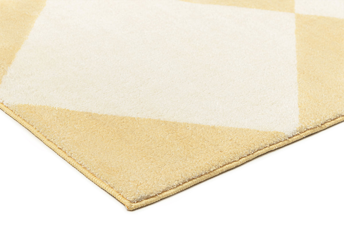 Ellis Yellow Cream Checkered Washable Rug