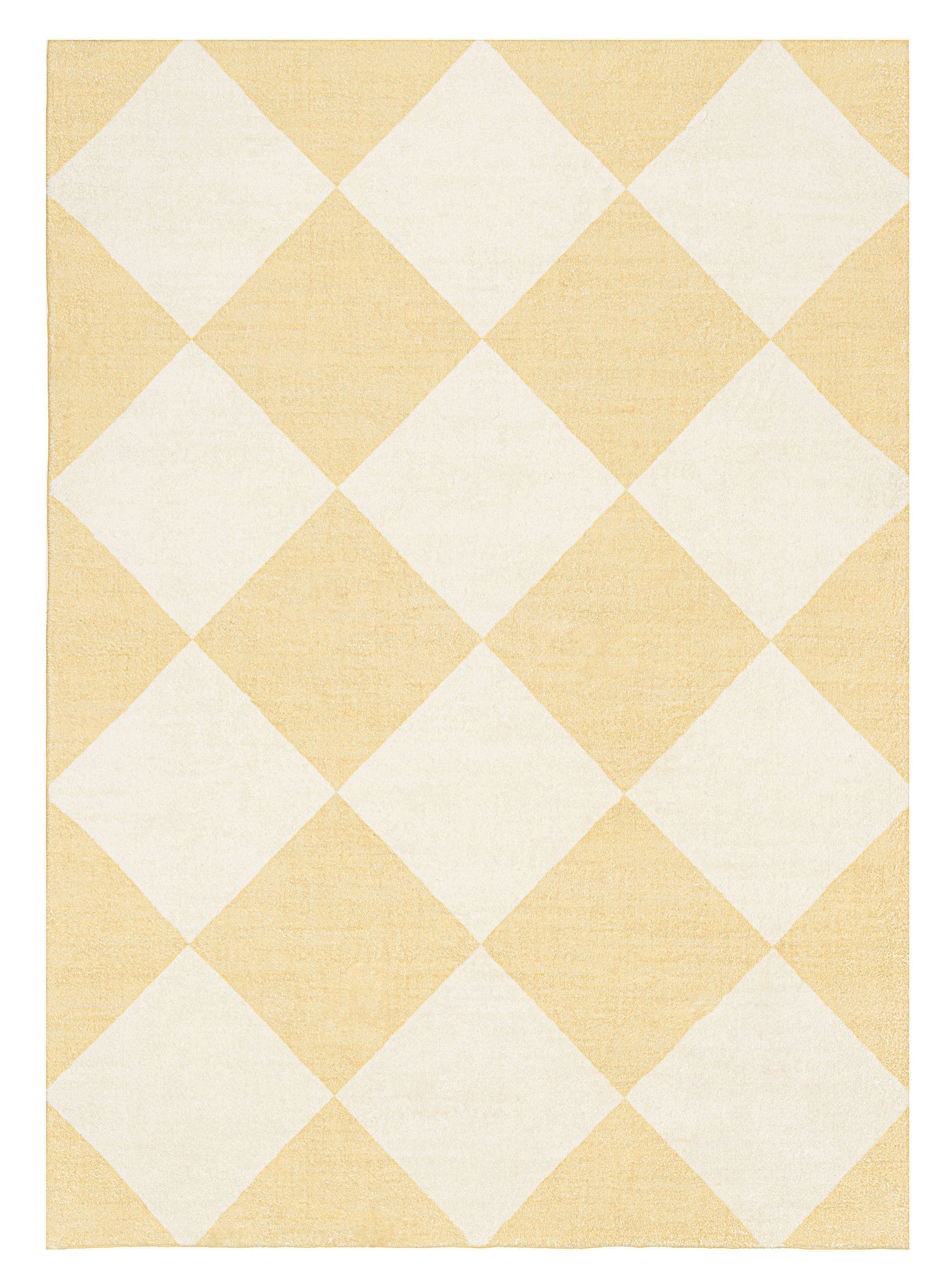Ellis Yellow Cream Checkered Washable Rug