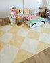 Ellis Yellow Cream Checkered Washable Rug