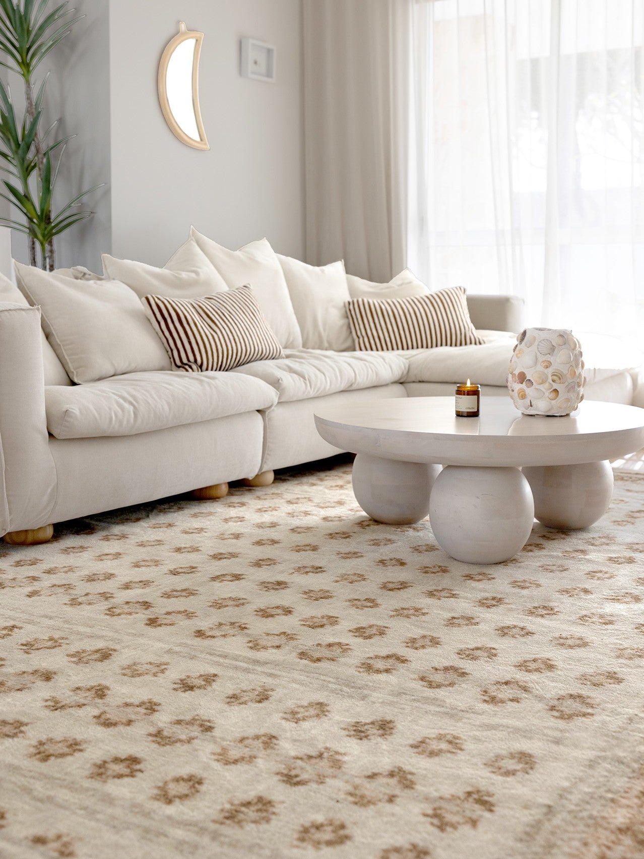 Ellora Brown Beige Tribal Boho Pattern Washable Rug