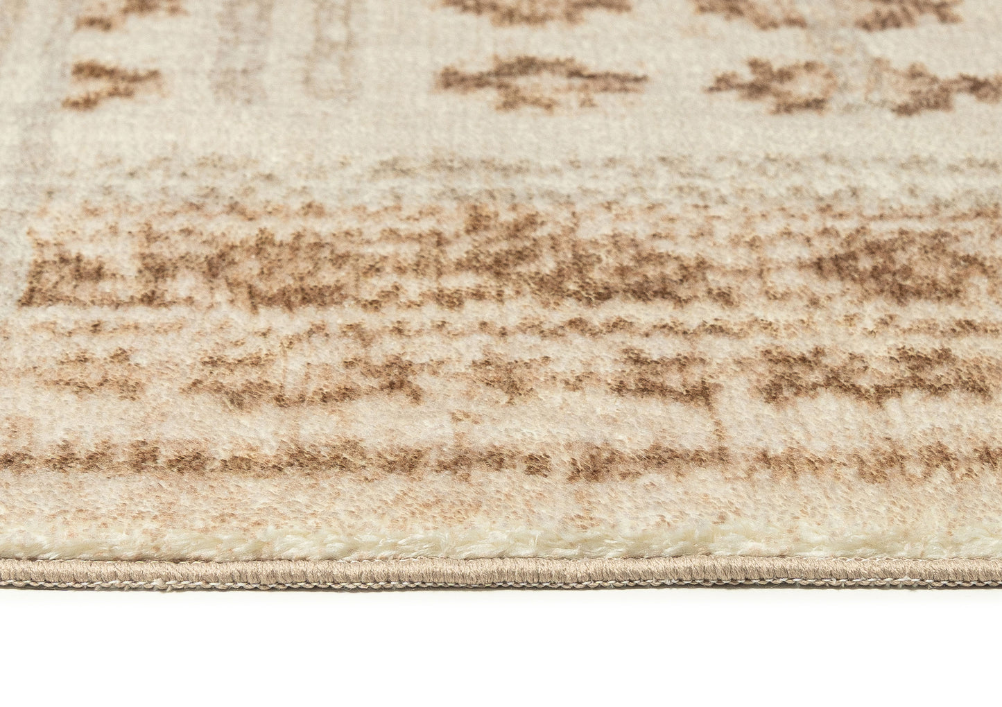 Ellora Brown Beige Tribal Boho Pattern Washable Rug