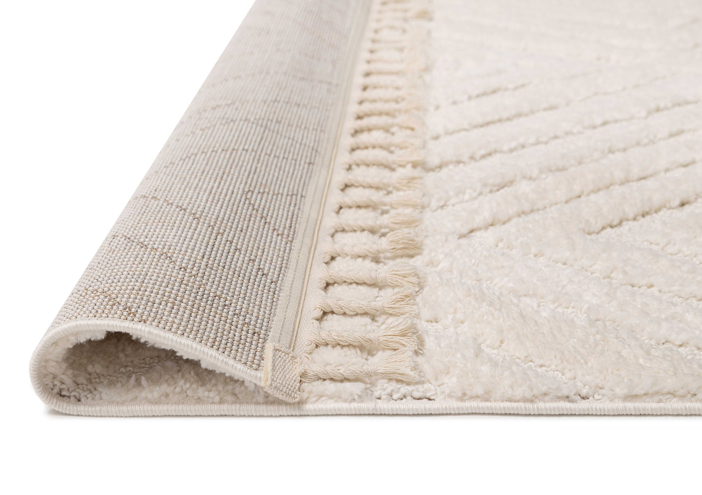 Elmira Ivory Cream Diamond Tribal Rug