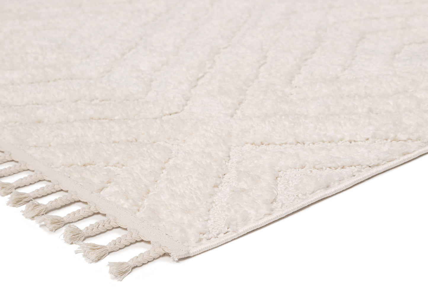 Elmira Ivory Cream Diamond Tribal Rug