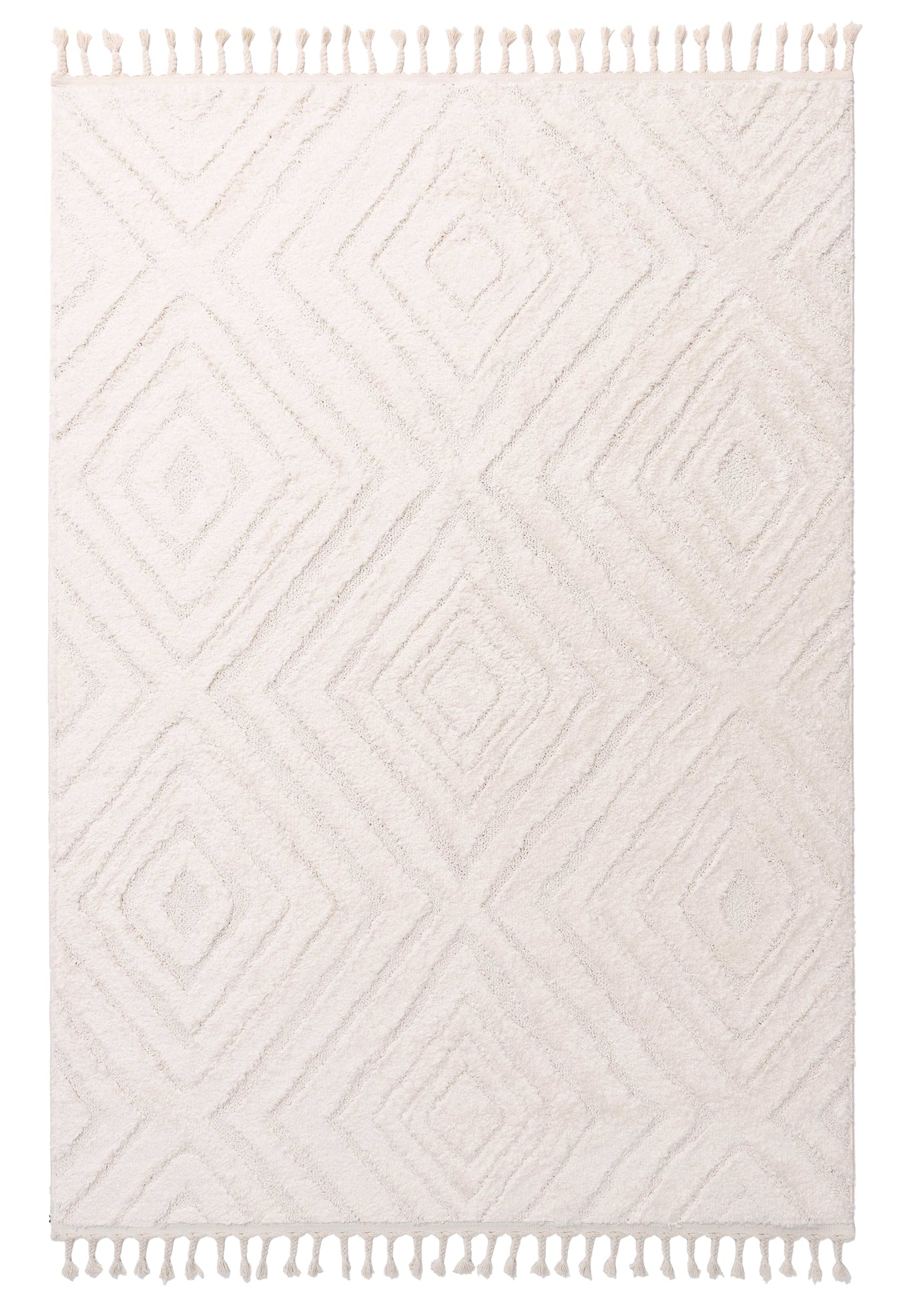 Elmira Ivory Cream Diamond Tribal Rug