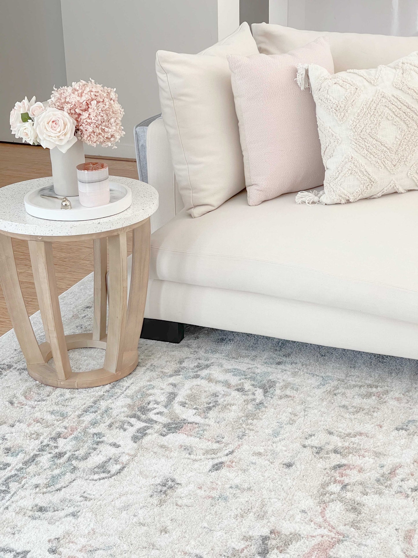 Elouise Cream And Grey Multi-Colour Traditional Floral Rug