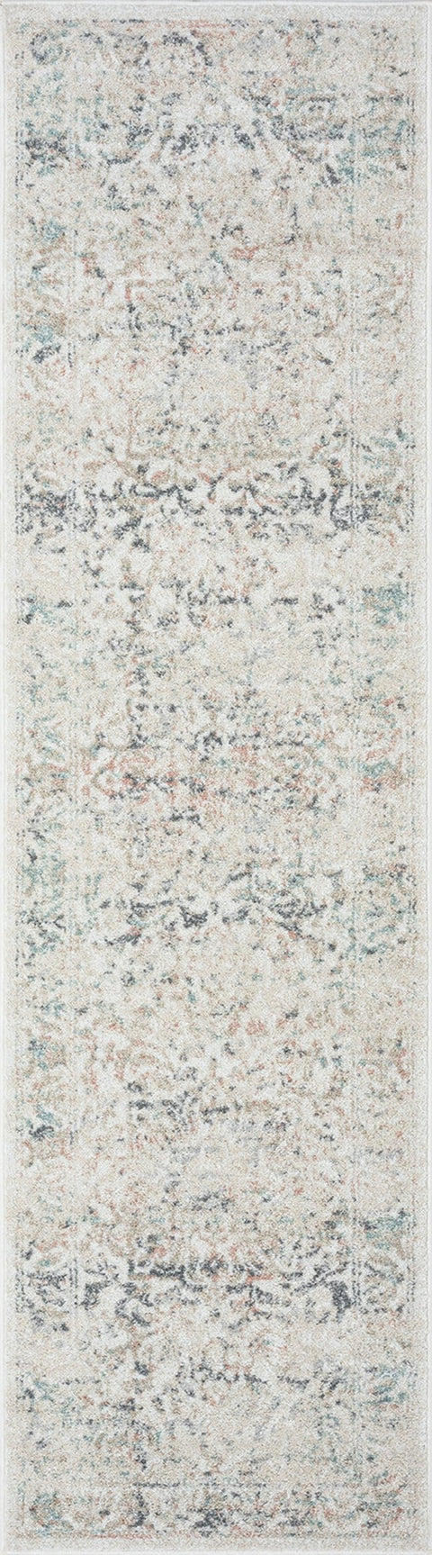 Elouise Cream And Grey Multi-Colour Traditional Floral Runner Rug