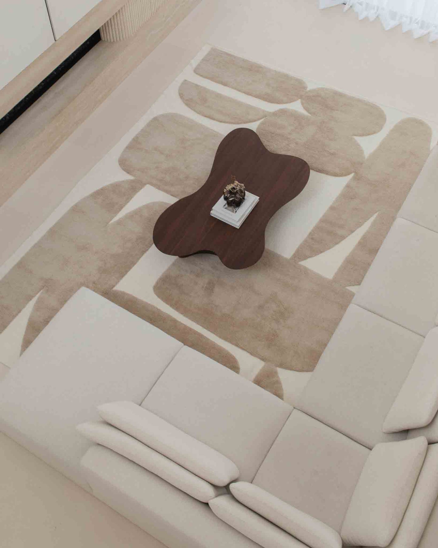 Eluru Taupe Abstract Washable Wool Rug