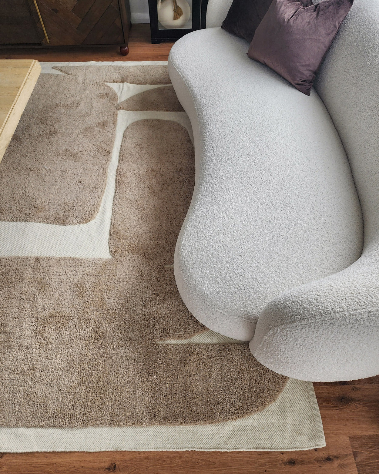 Eluru Taupe Abstract Washable Wool Rug