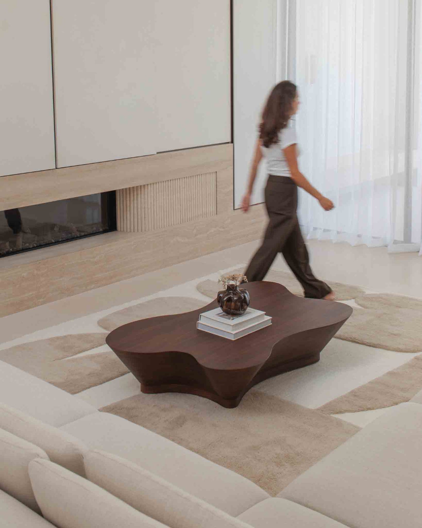 Eluru Taupe Abstract Washable Wool Rug