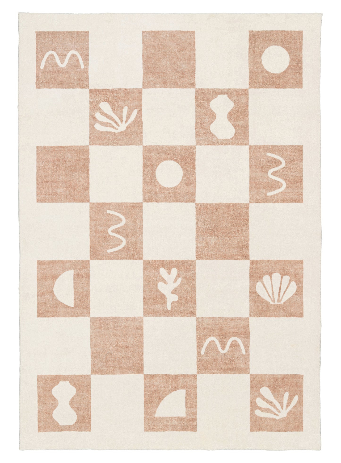 Erika Beige and Cream Checkered Washable Rug