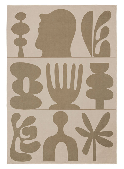 Esnir Beige Graphic Indoor Outdoor Washable Rug