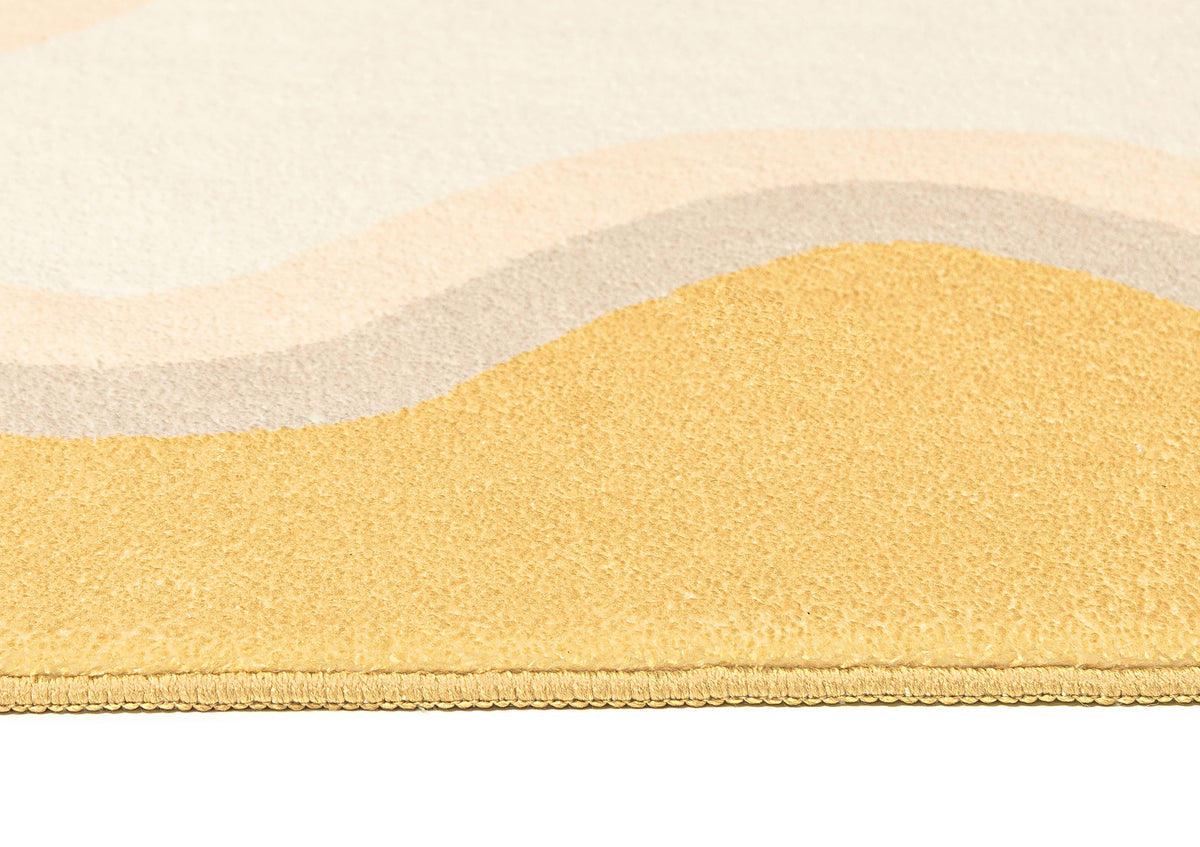 Esti Cream and Yellow Wiggle Bordered Washable Rug