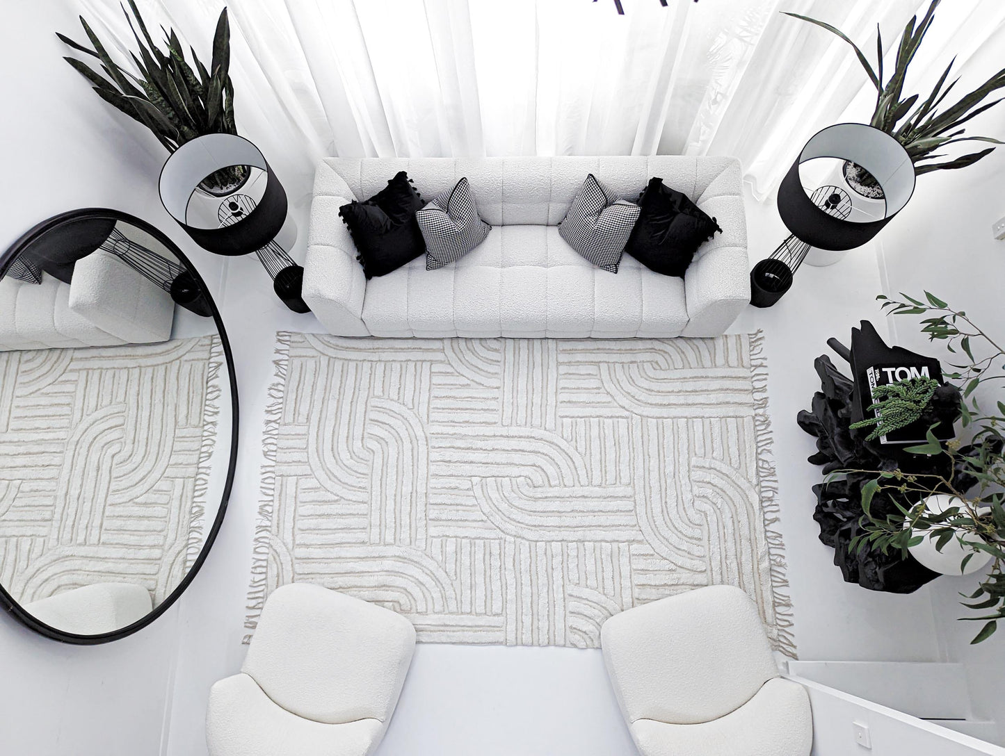 Etta Ivory Geometric Washable Rug